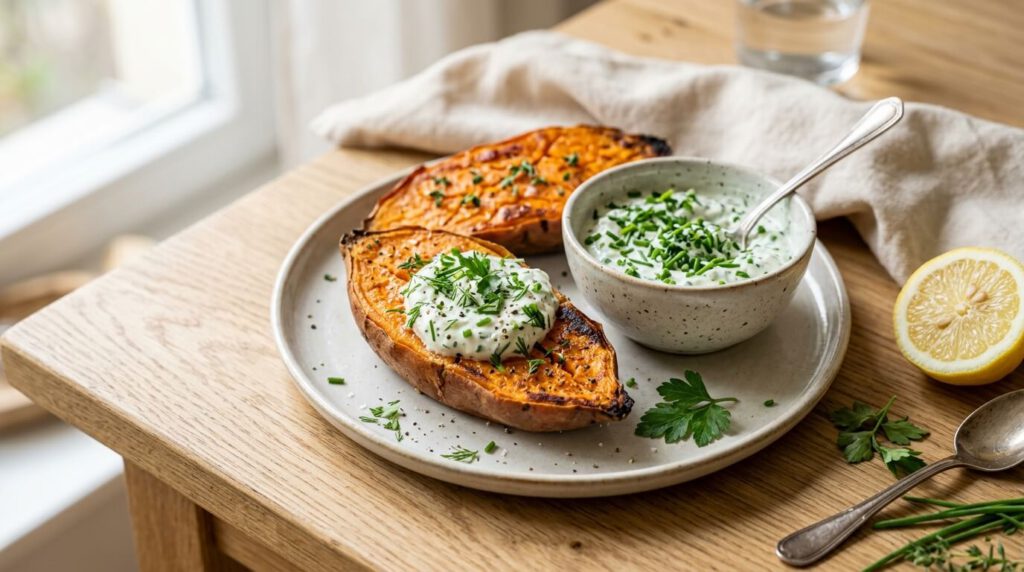 Darmfreundliche Ostern: 7 leichte Frühlingsrezepte baked sweet potatoes with quark 8f358502e1